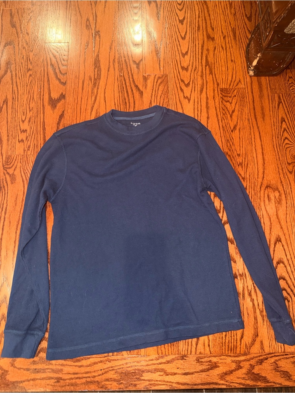 Haggar Waffle Knit Thermal Shirt | Men’s Small | Navy Blue